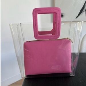 STAUD Shirley Pink and Clear Cosmetic Bag Set